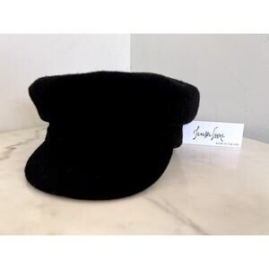 UNISEX Janessa Leoné Mattie Greek Fisherman Cap Blk Wool Baker Boy Hat Sz L NWT